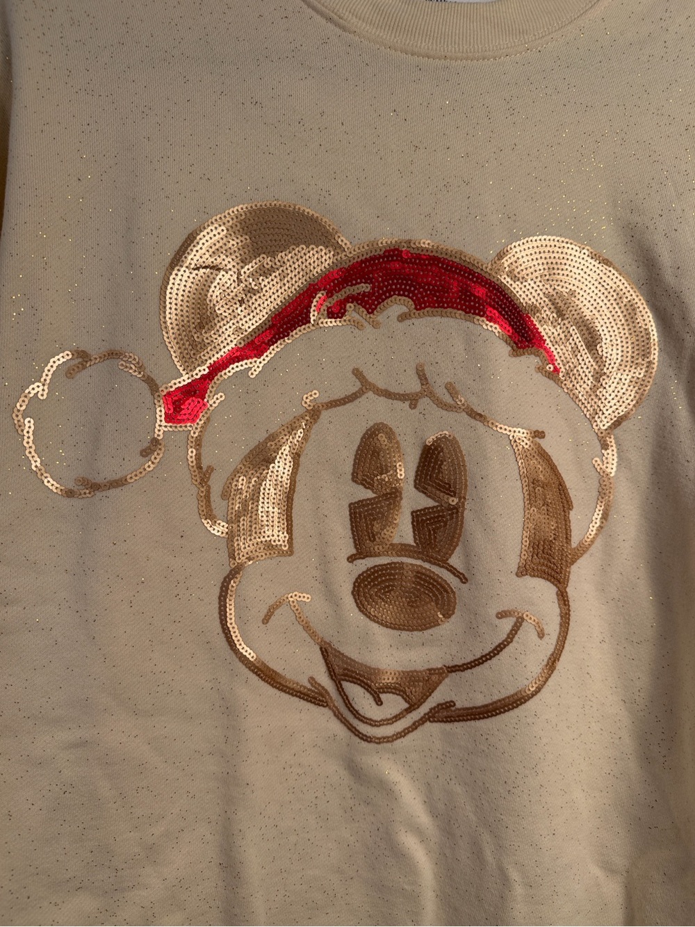 Mickey Mouse gold sequin holiday spirit jersey for adults, Disneyland Medium